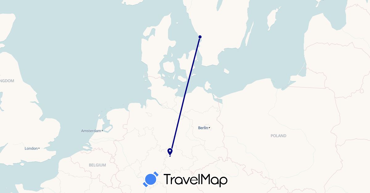 TravelMap itinerary: driving in Germany, Sweden (Europe)